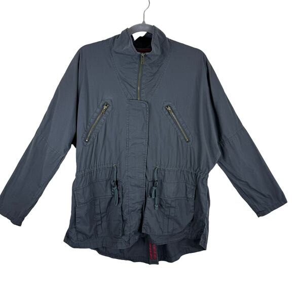 Billabong 100% Cotton Gray Mock Neck Full Zip Military Style Jacket Size M - Picture 1 of 8